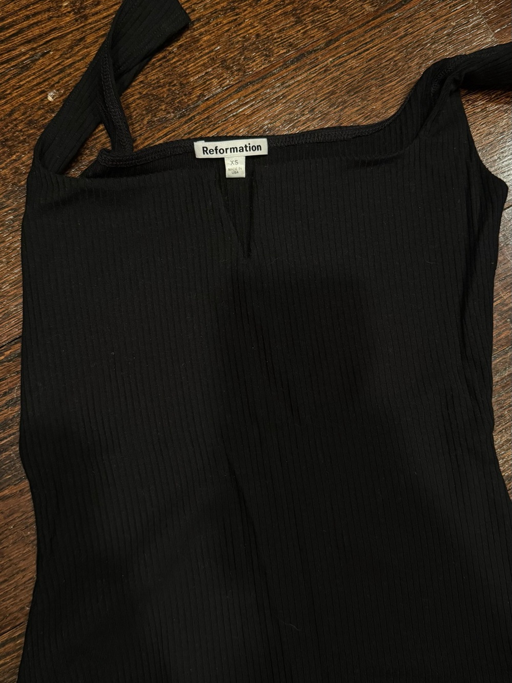 Reformation Black Ribbed Camisole Tank